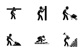 Builders and Construction Workers icon set