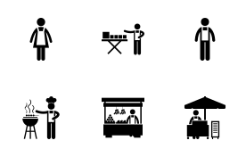 Business Hawker Stall Marketplace icon set