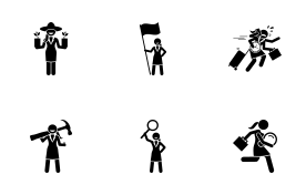 Businesswoman being various characters. icon set