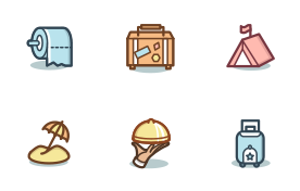 Capitalist Vacation and Hotels Icons Set