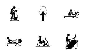 Cardio exercises and fitness training. icon set