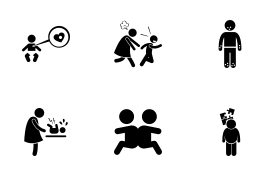 Children Health Sickness Syndrome Problem icon set