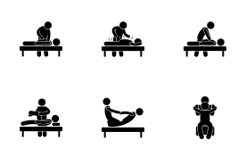 Chiropractic Physiotherapy Acupuncture Massage Treatment icon set
