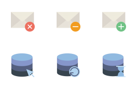 Cloud Computing, Database and Envelope Icons