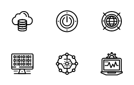 Cloud Data Technology and Network Technology icon set