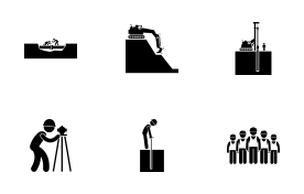 Construction Civil Engineering Earthworks Worker icon set