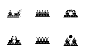 Country Leader Cooperation and Issues icon set