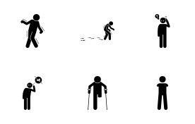 Different type of handicapped and disabilities classes categories icon set