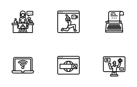 Digital nomad icons set