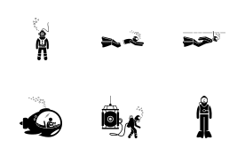 Diver diving modes icon set