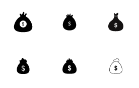 Dollar bag icon set