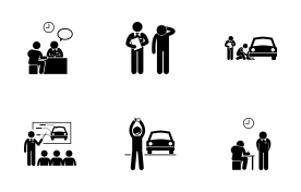 Driving Lesson and License Test icon set