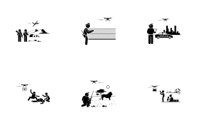 Drone for Safety, Security, and Emergency Response Usage and Applications icon set