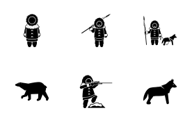 Eskimo People Lifestyle icon set
