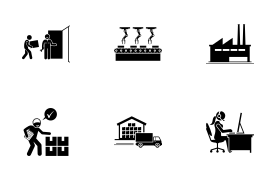 Factory Manufacturer Distributor Retailer icon set