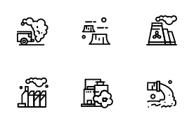 Factory Pollution icon set