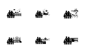 Family Outing and Traveling icon set