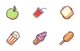food icons colorful collection