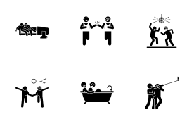 Gay couple lifestyle and activities. icon set