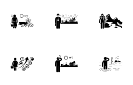 Global Warming Greenhouse Effects icon set
