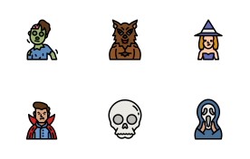 Halloween party icons set