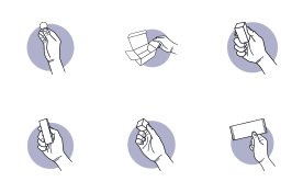 Hand holding object icon set