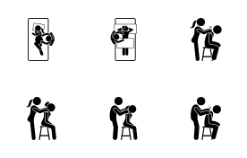 Hand Massage and Massage Equipments icon set