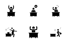 Happy and Efficient Workplace icon set