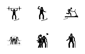 Healthy Strong Old Man with High Vigor and Sex Drive icon set