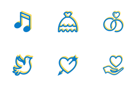 Heart and love valentine icons set