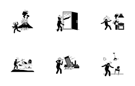 House Home Natural Disaster Problems icon set