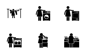 Housewife House Chores Housekeeping icon set