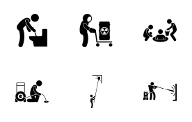 Industrial Cleaning Services icon set