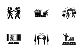 International country treaties, laws, and agreements. icon set