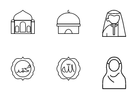 Islamic icon outline in a minimalist monochrome style