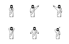 Jesus Christ Basic Poses, Postures, and Actions icon set