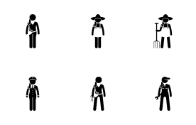 Jobs, Works, and Occupations for Women icon set