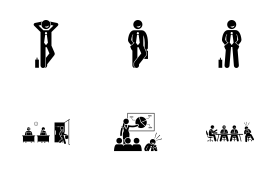 Lazy and Useless Office Employee and Staff icon set