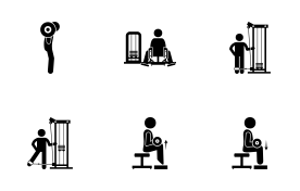 Legs and glutes building exercise and muscle building icon set