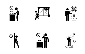 Lightning Safety Indoor and Outdoor icon set