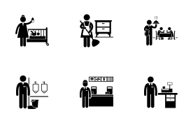 Low Income Jobs Occupations Careers icon set