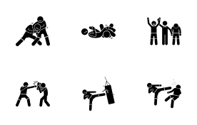 MMA fighters icon set