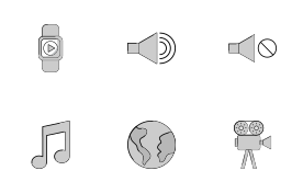 Multimedia player icons set Gray