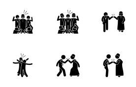 Muslim and Christian religions working together icon set