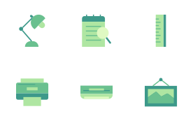Office equipment business icons set