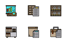 Office stationery icon set