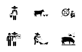 Organic Food and Meat icon set