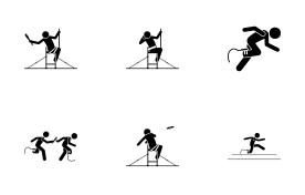 Paralympic disabled field and track sport games for handicapped icon set