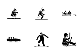 Paralympic Winter Sport Games for Disabled or Handicapped icon set