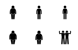 People and Man of Different Body Sizes and Heights icon set